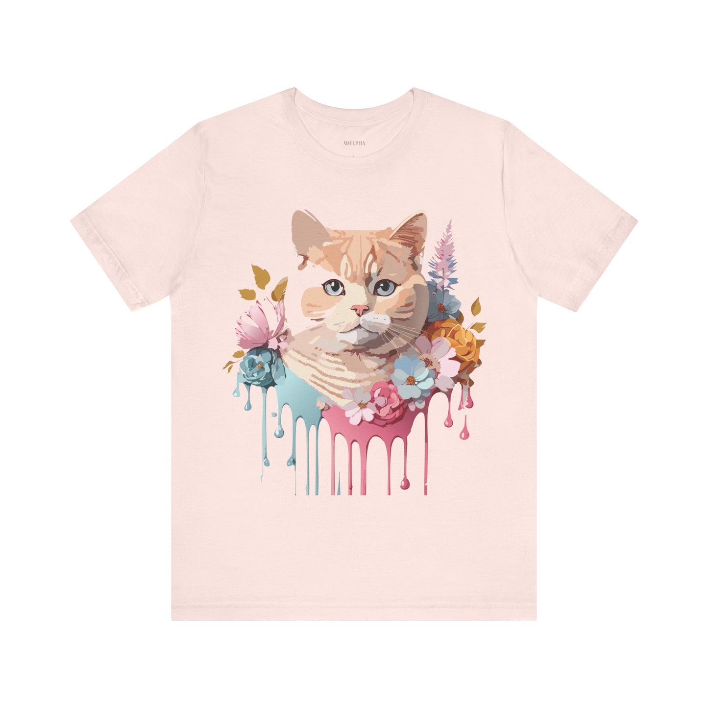 Natural Cotton Tee Shirt with Cat