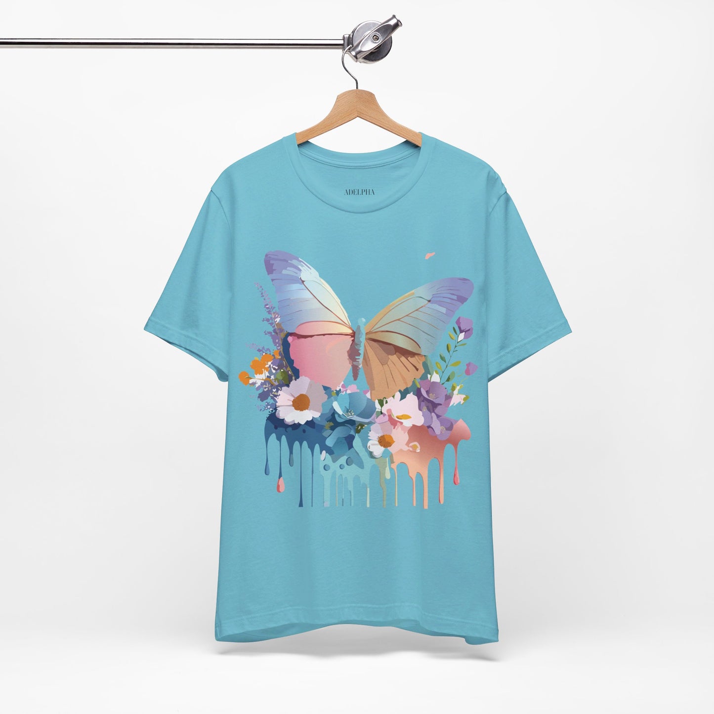 Natural Cotton Tee Shirt with Butterfly