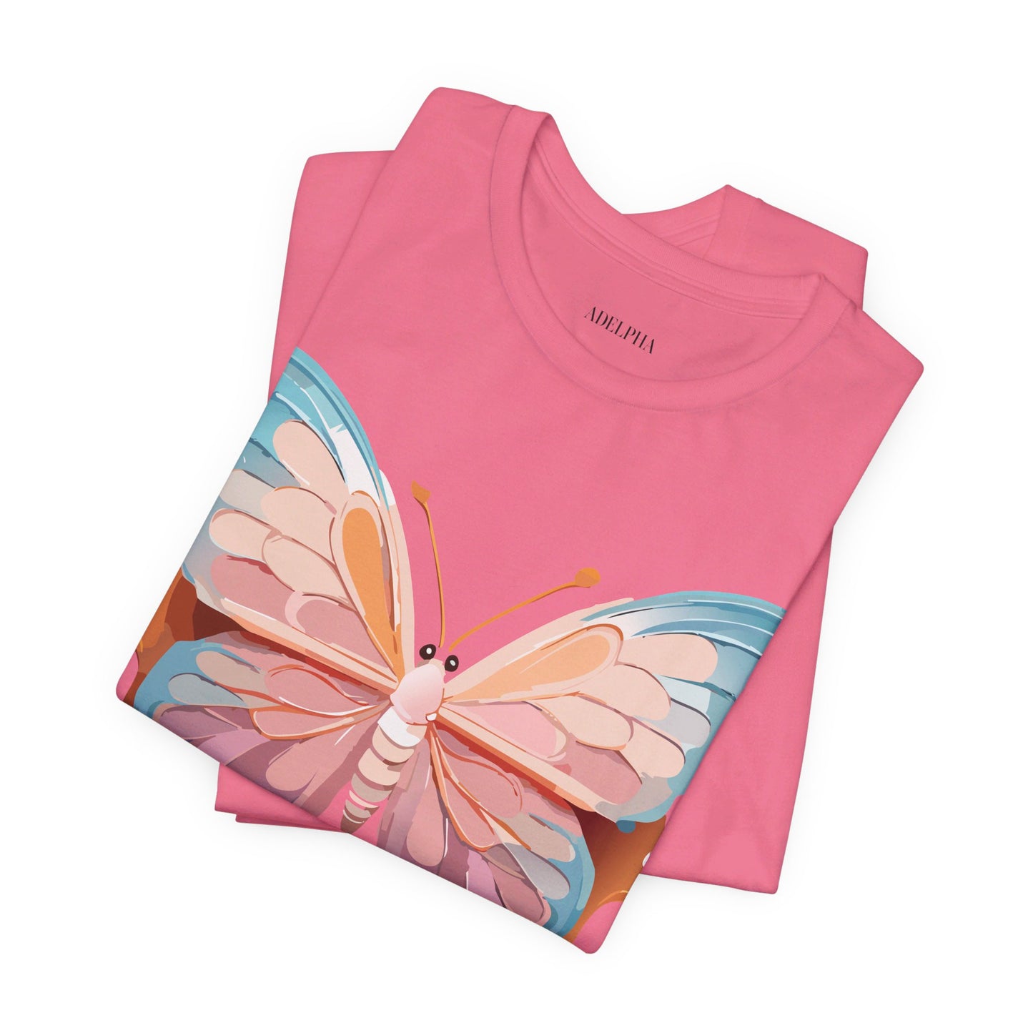 Natural Cotton Tee Shirt with Butterfly