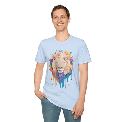 Unisex Lion Shirt Floral Lion Tee Softstyle Gildan 64000 100 Percent Cotton
