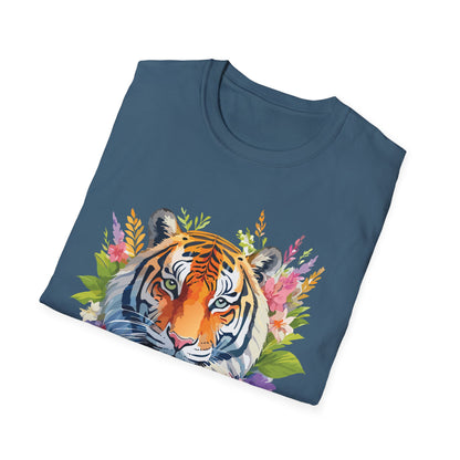 Tiger Print Unisex Gildan Softstyle Tee 64000 100 Percent Ring Spun Cotton