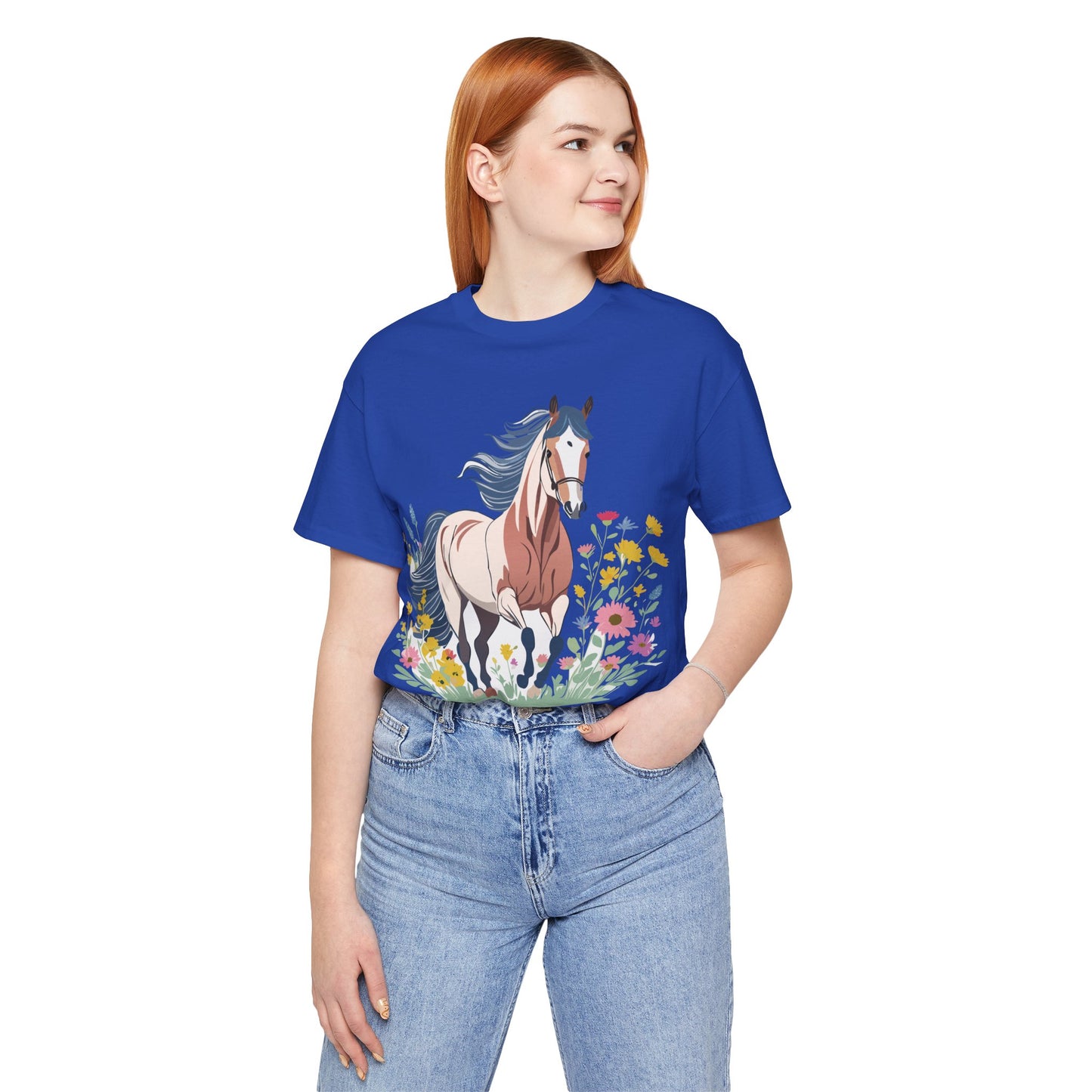 Natural Cotton Tee Shirt with Horse