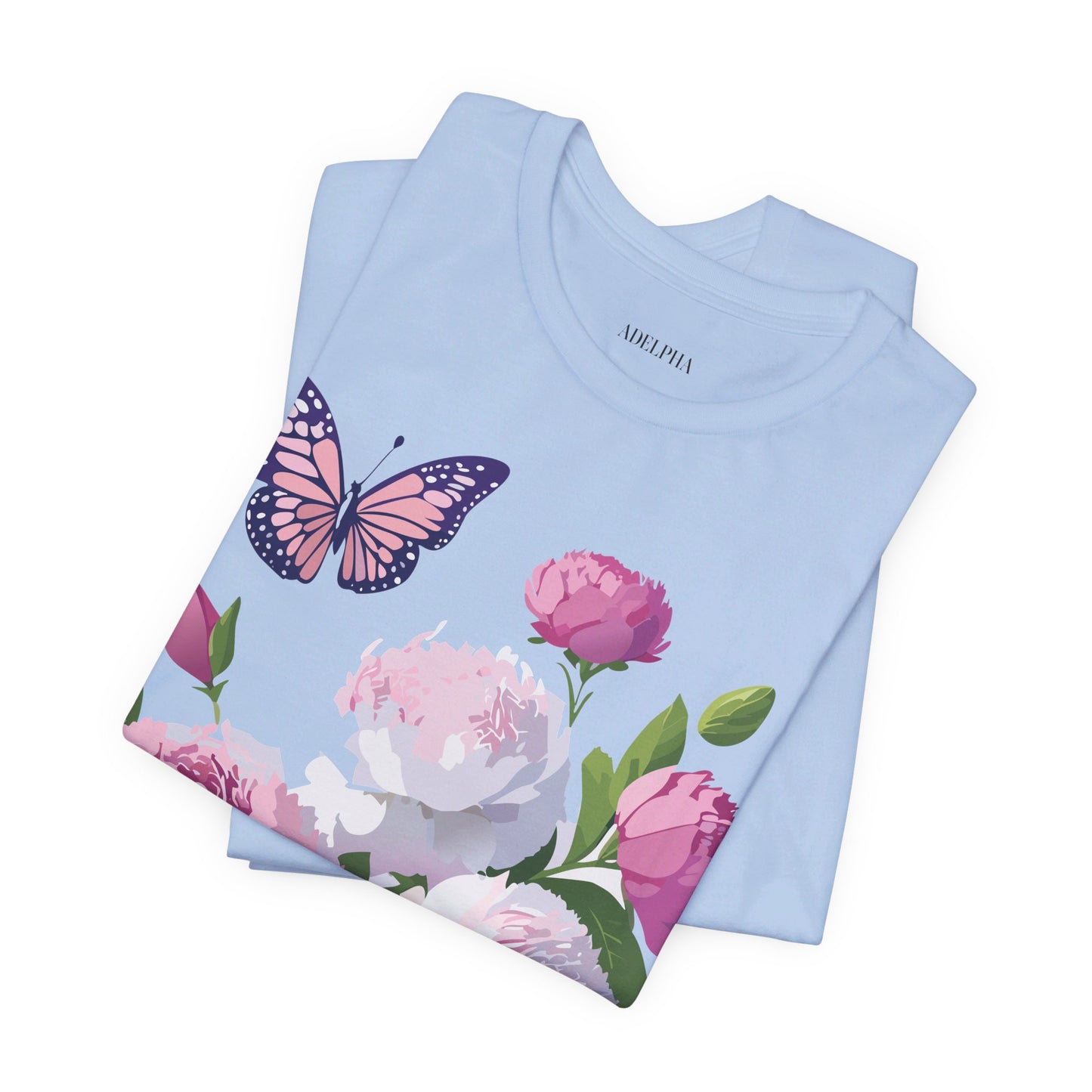 Natural Cotton Tee Shirt with Flowers