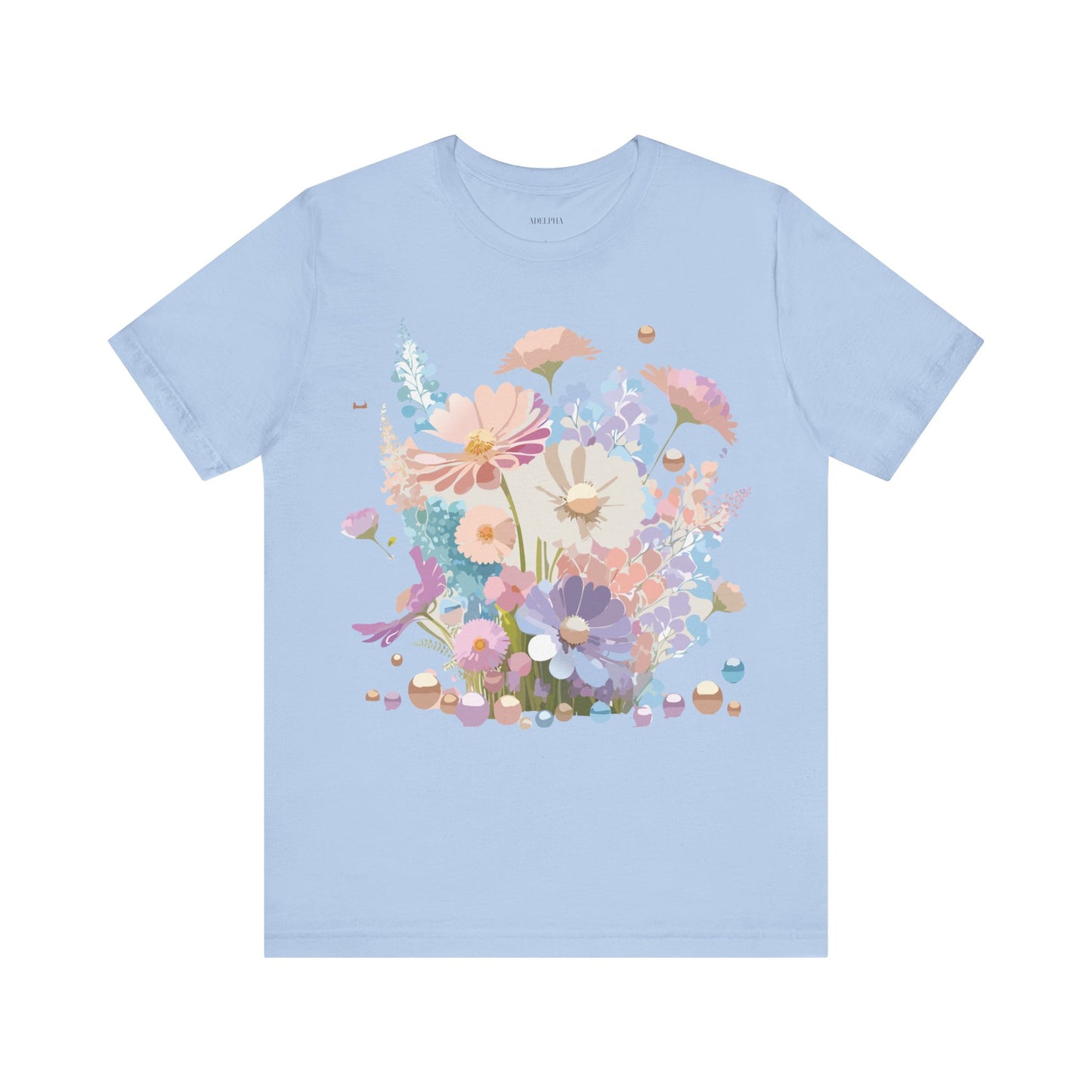 Natural Cotton Tee Shirt with Flowers