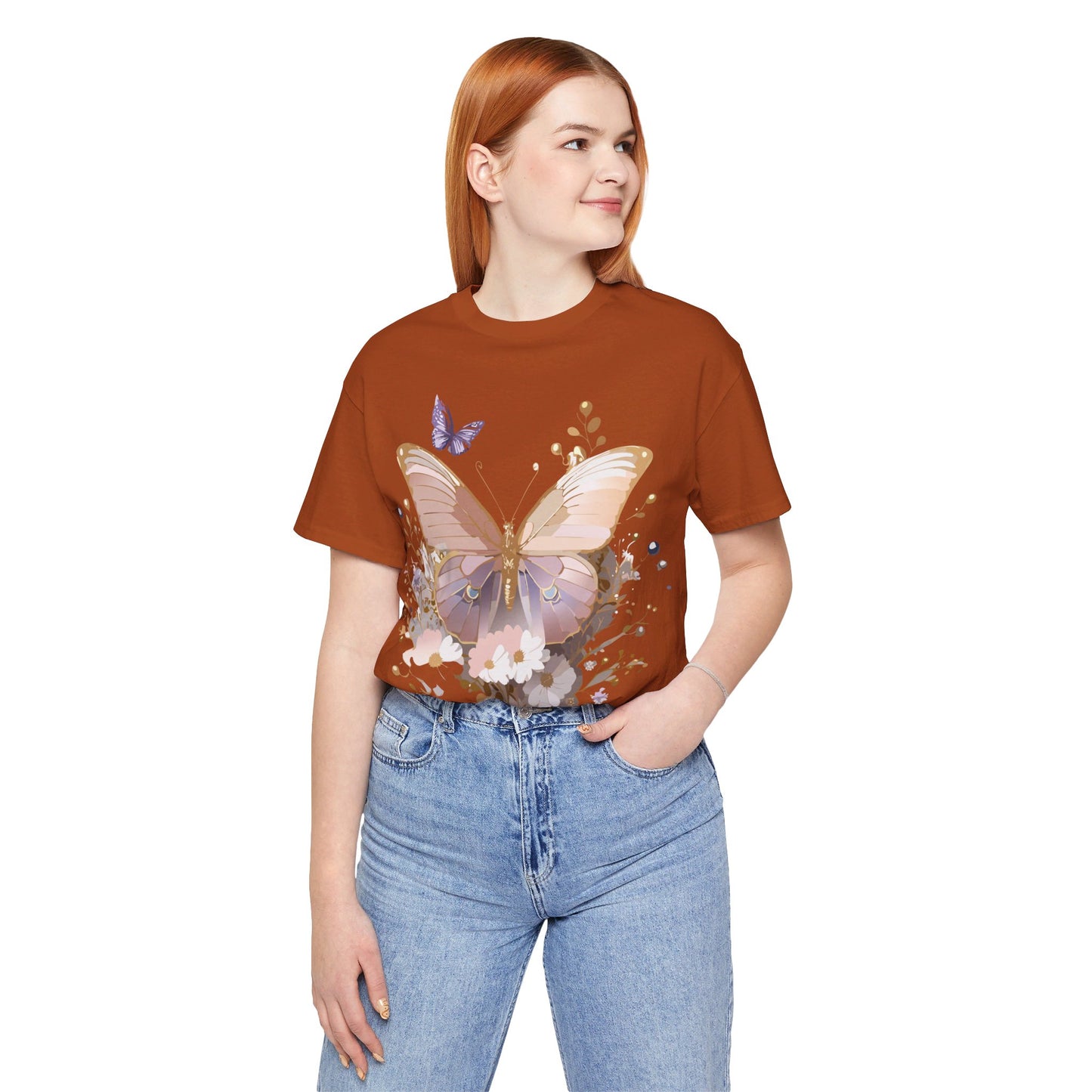 T-shirt en coton naturel avec papillon