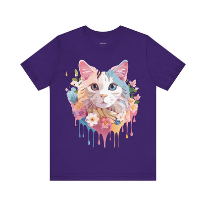 Natural Cotton Tee Shirt with Cat Printify