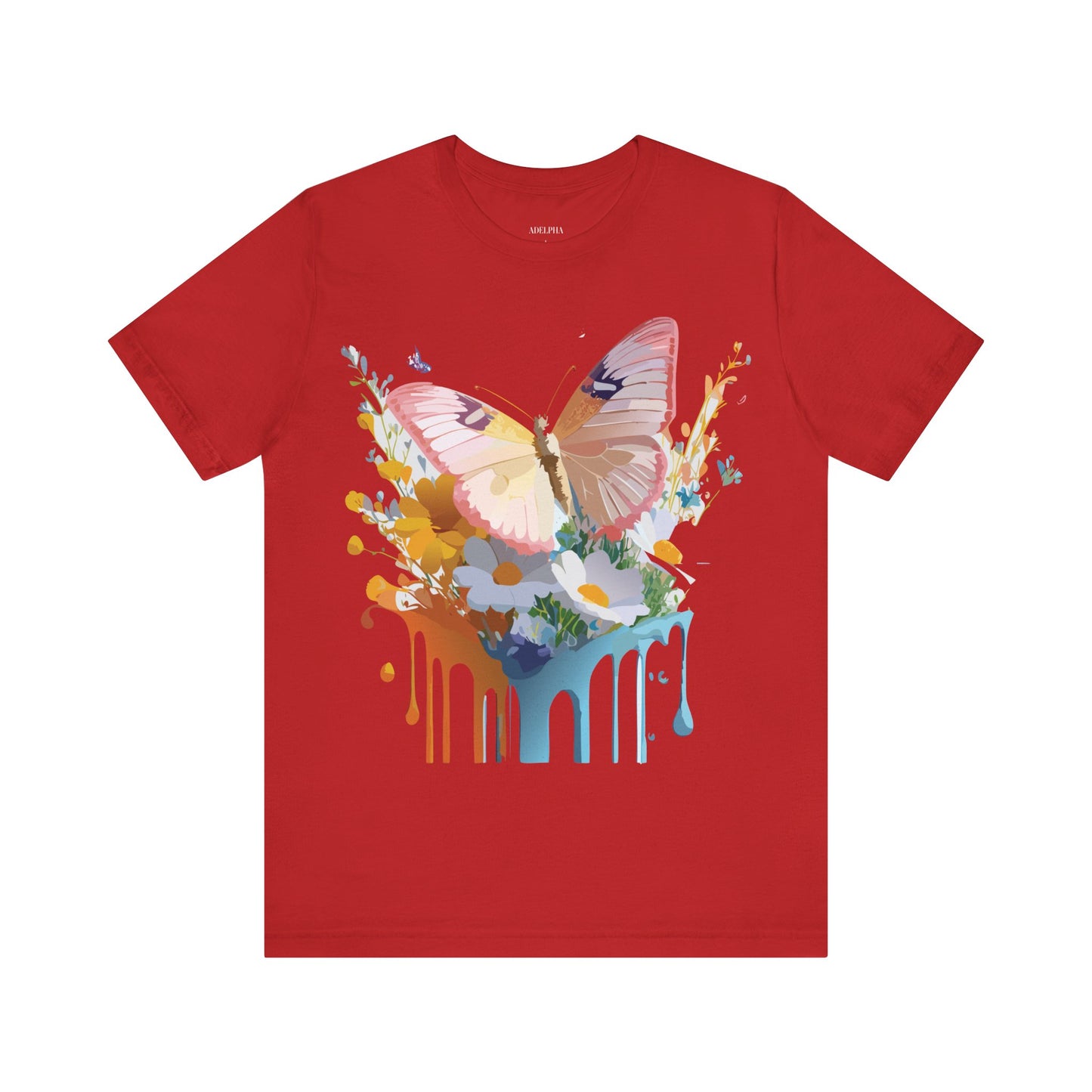 Natural Cotton Tee Shirt with Butterfly