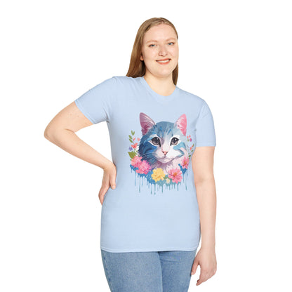Cat Shirt Unisex Cat Tee Kitten Print Gildan Softstyle 64000