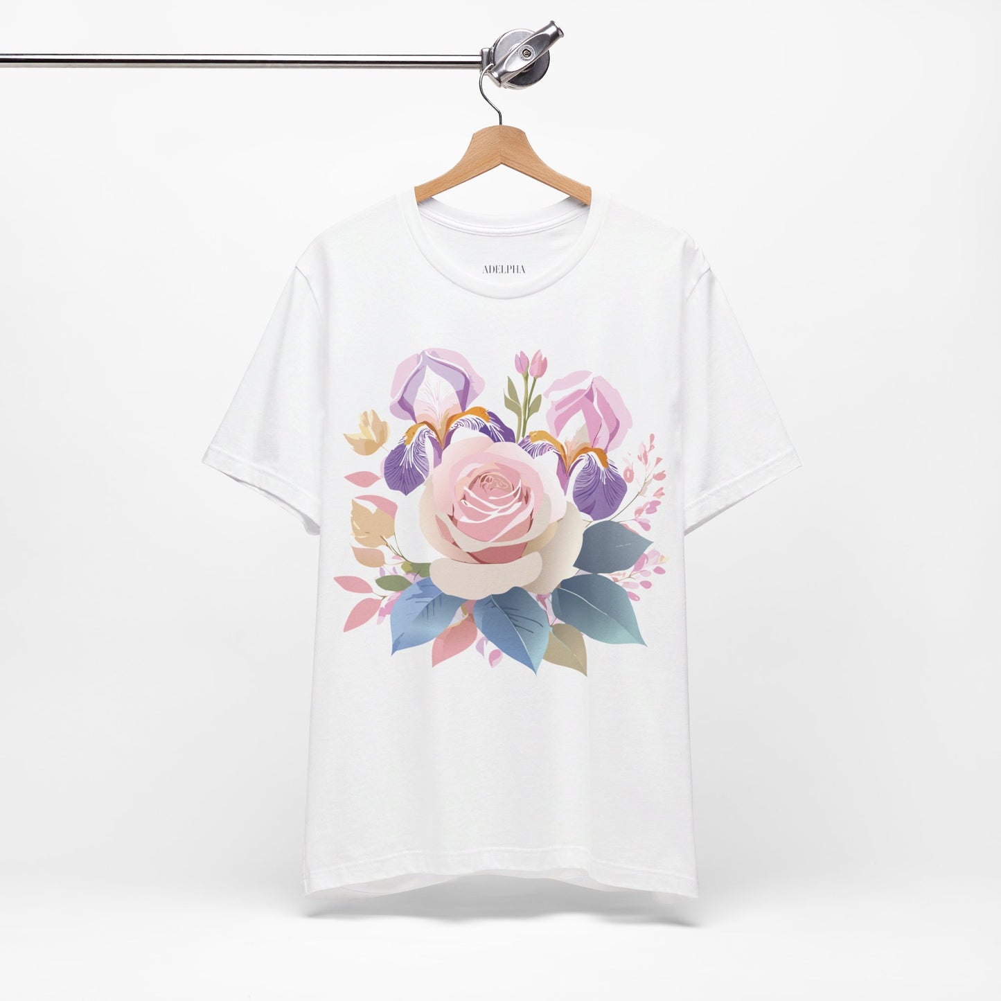 Natural Cotton Tee Shirt with Flowers