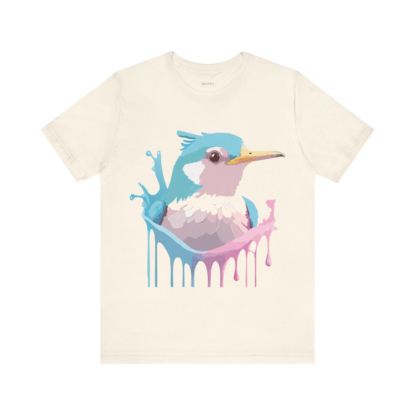 Natural Cotton Tee Shirt with Bird