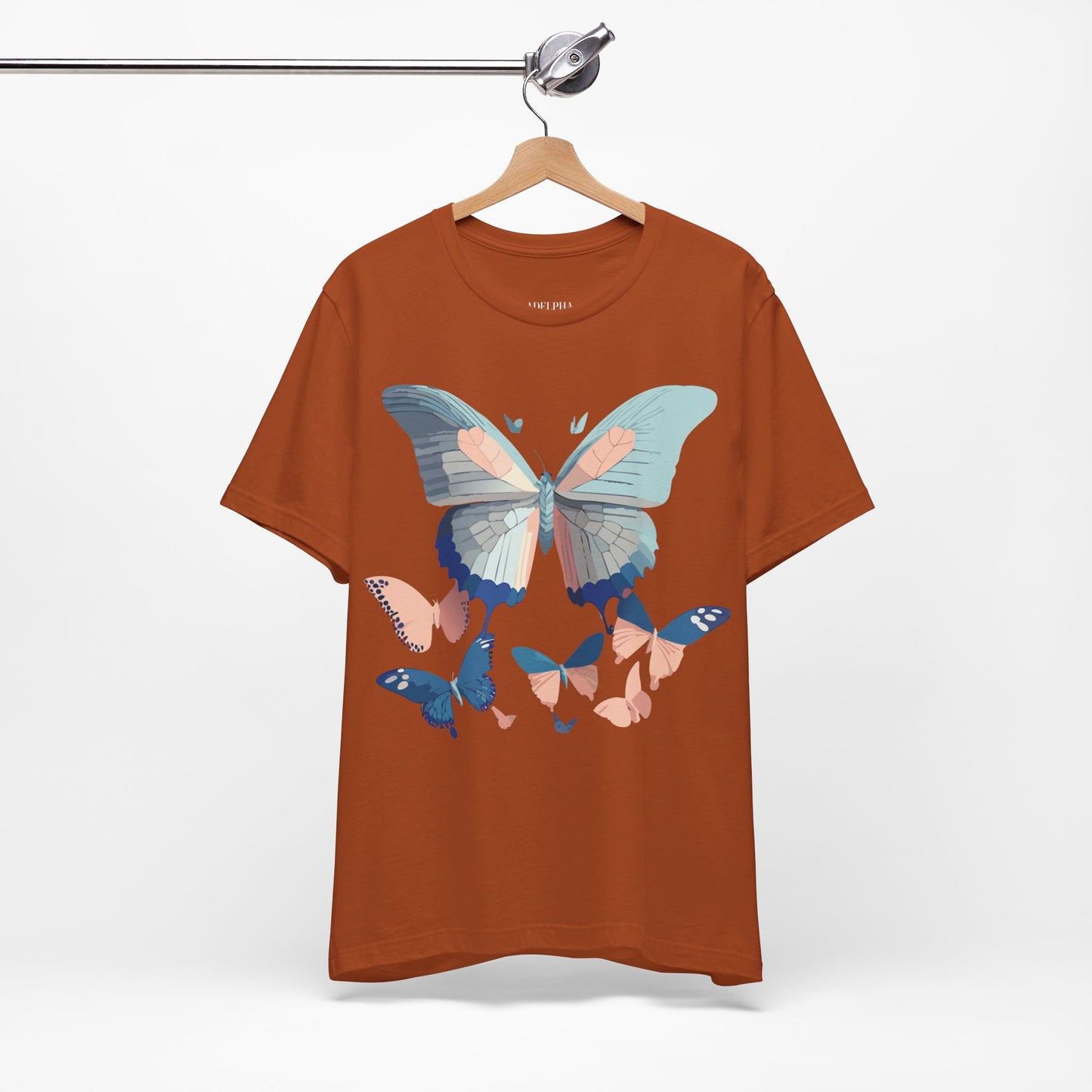 Natural Cotton Tee Shirt with Butterfly