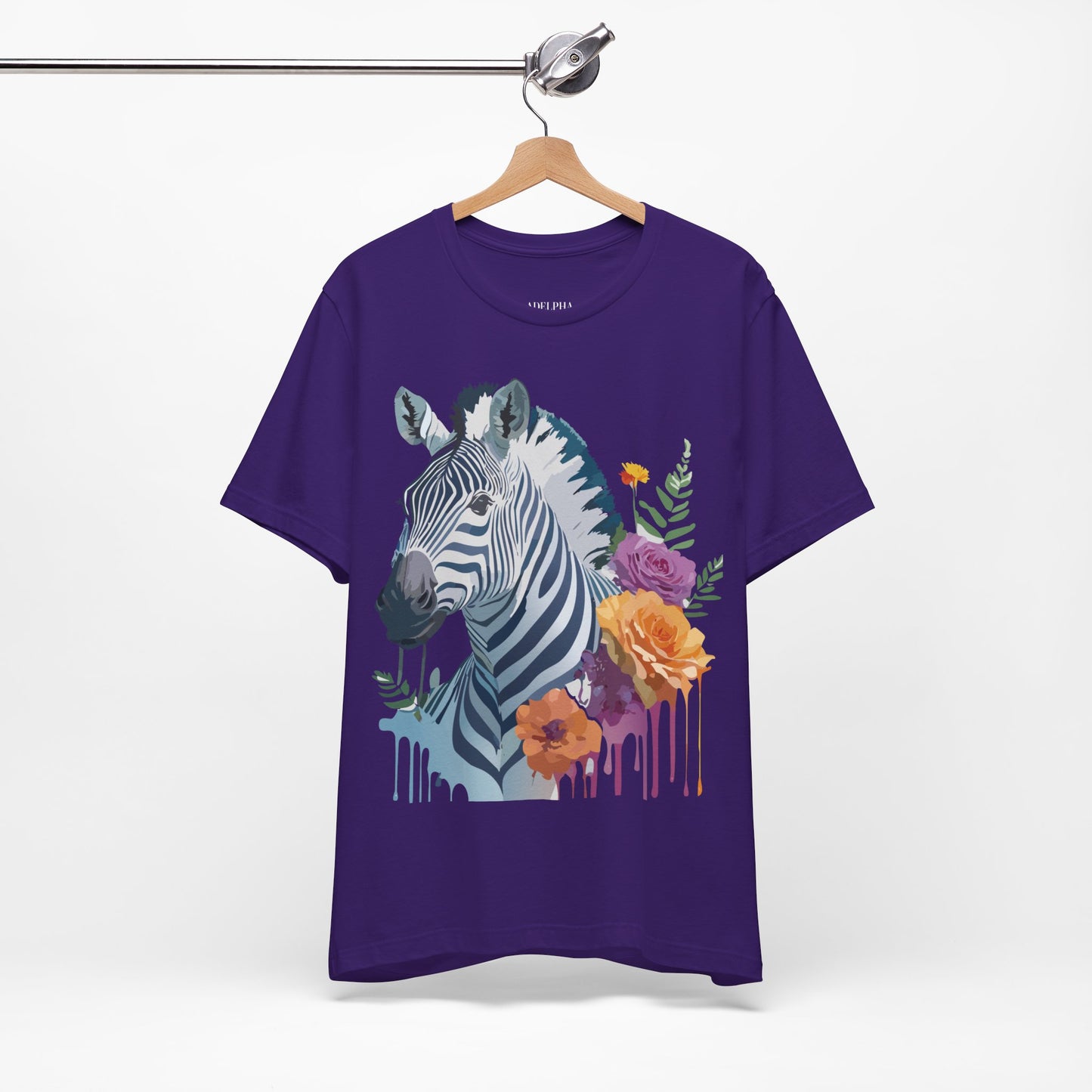 Natural Cotton Tee Shirt with Zebra