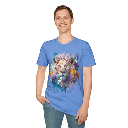 Unisex Lion Shirt Floral Lion Tee Animal Print Tee Gildan 64000