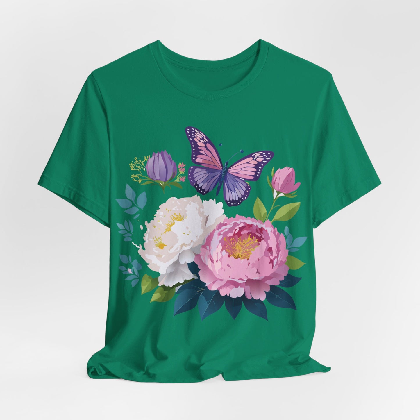 T-shirt en coton naturel avec fleurs