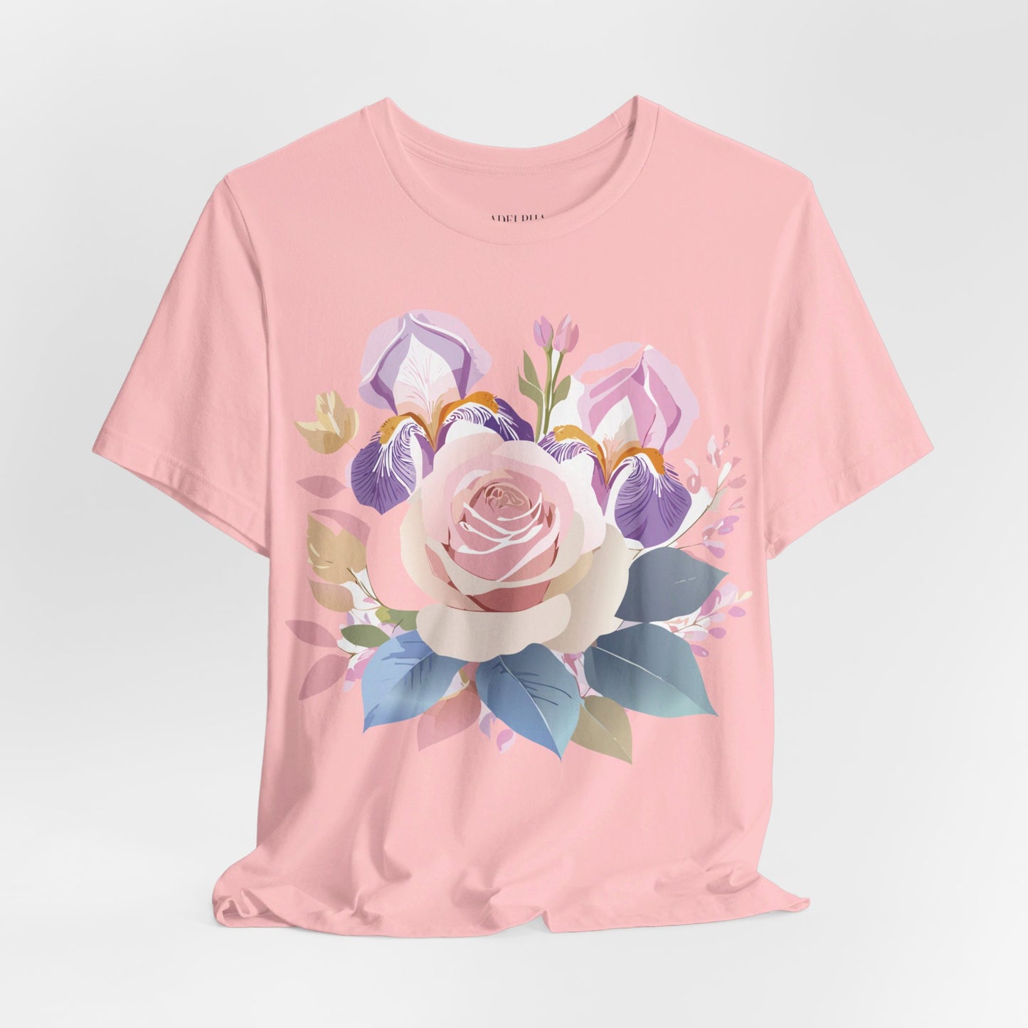 Natural Cotton Tee Shirt with Flowers