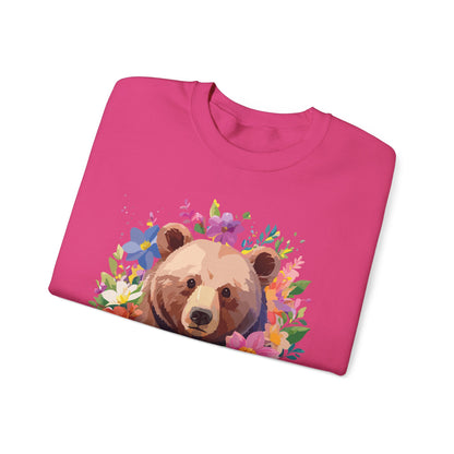 Unisex Floral Bear Sweatshirt Art Design Animals Print Sweatshirt Collection