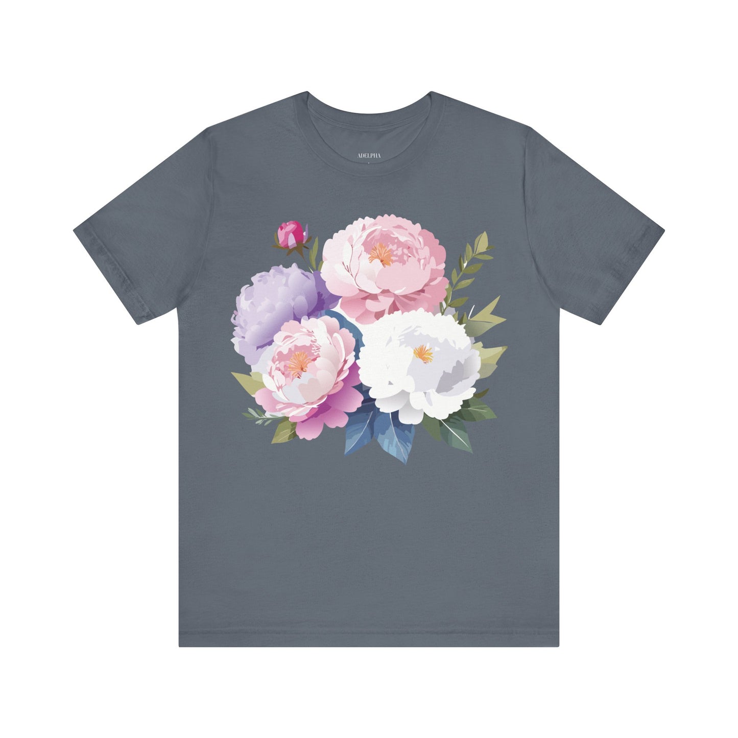 Natural Cotton Tee Shirt with Flowers