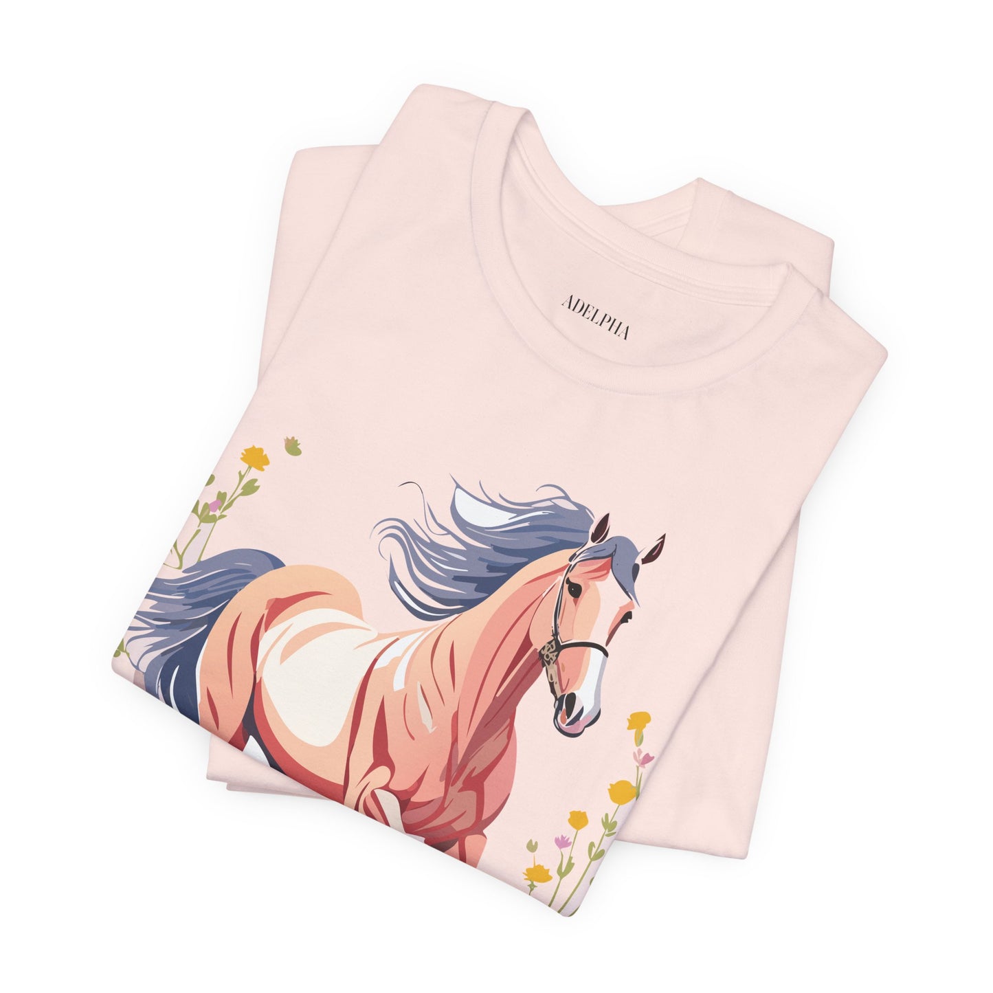 Natural Cotton Tee Shirt with Horse