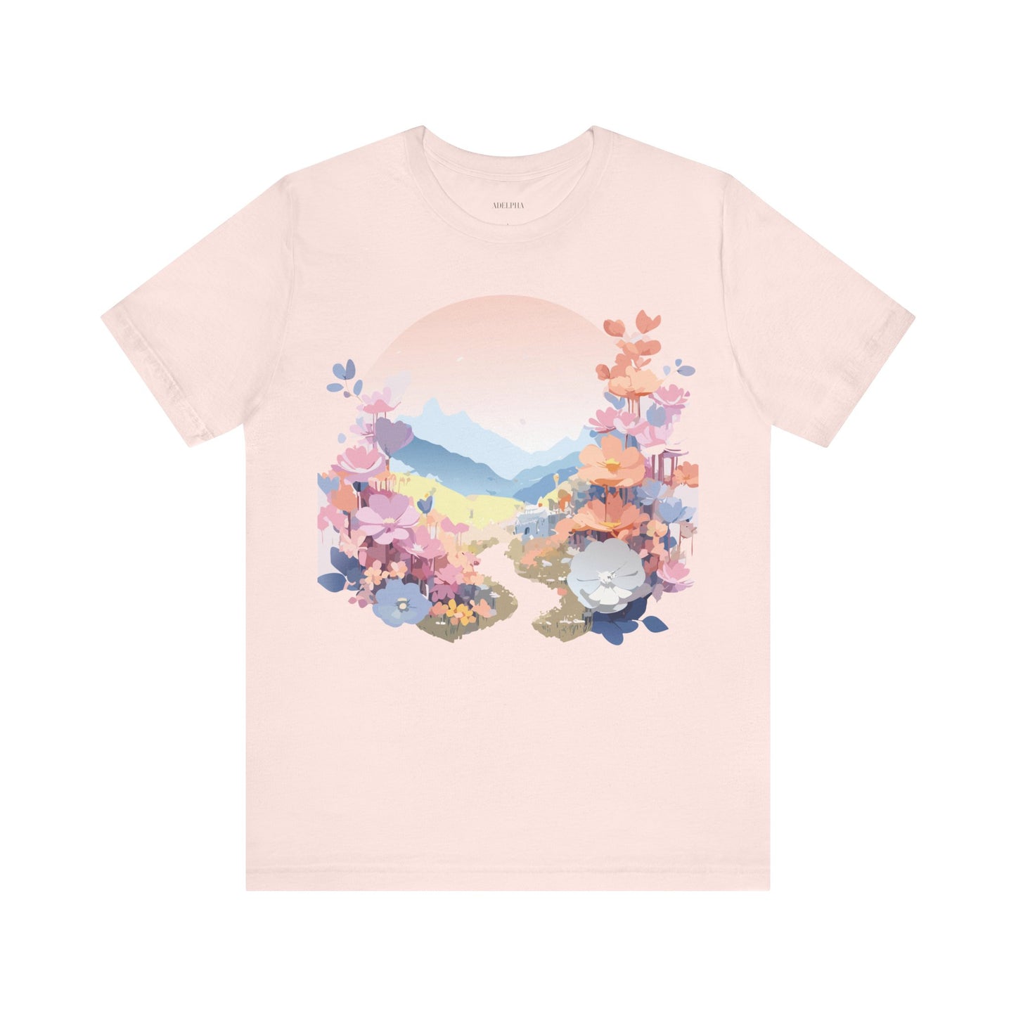 Natural Cotton Tee Shirt with Flowers