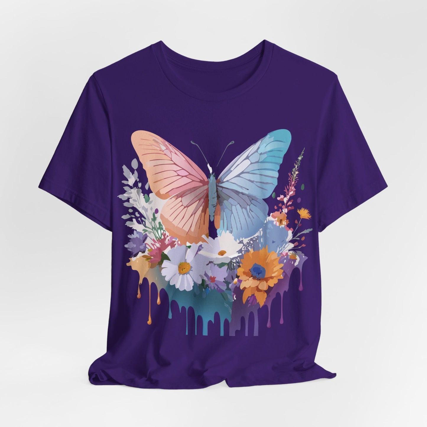 Natural Cotton Tee Shirt with Butterfly