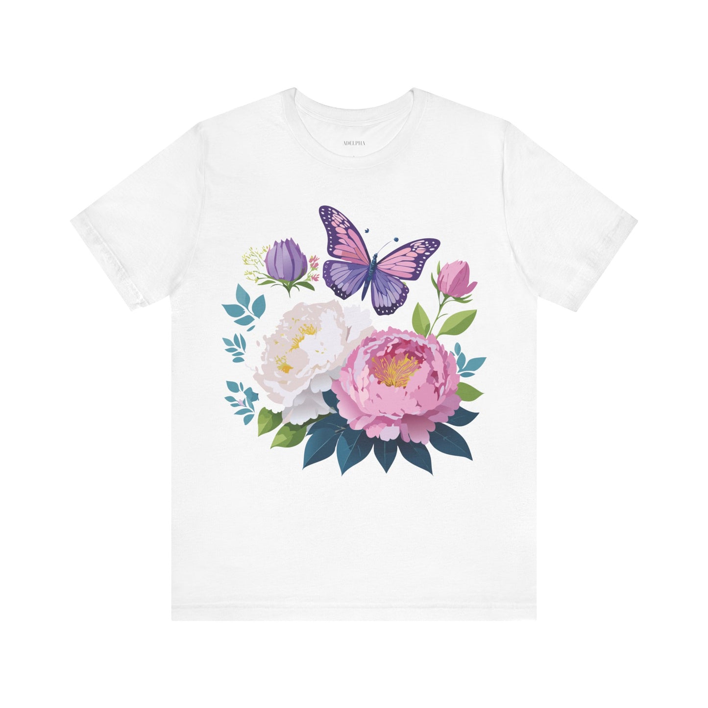 Natural Cotton Tee Shirt with Flowers