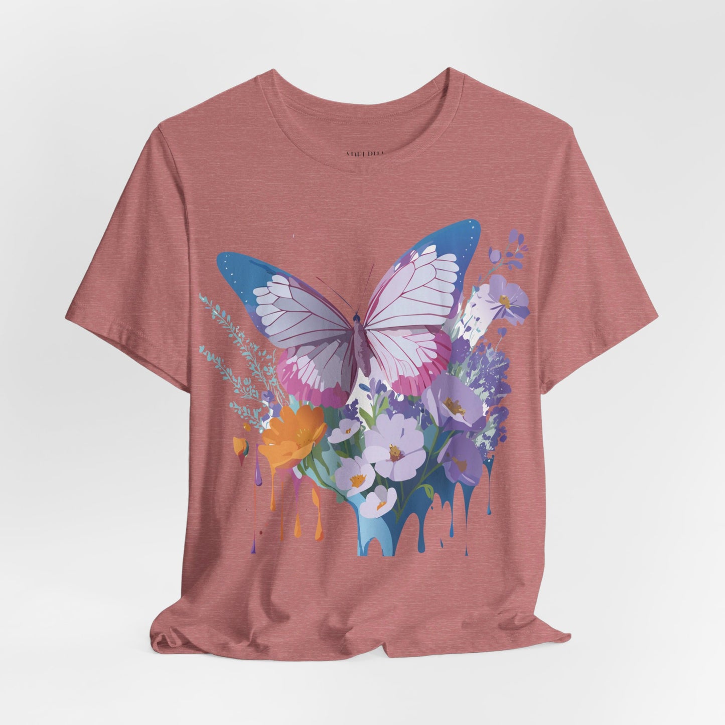 Natural Cotton Tee Shirt with Butterfly