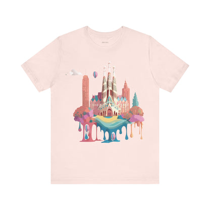 Natural Cotton Tee Shirt - Beautiful Places Collection - Barcelona Printify