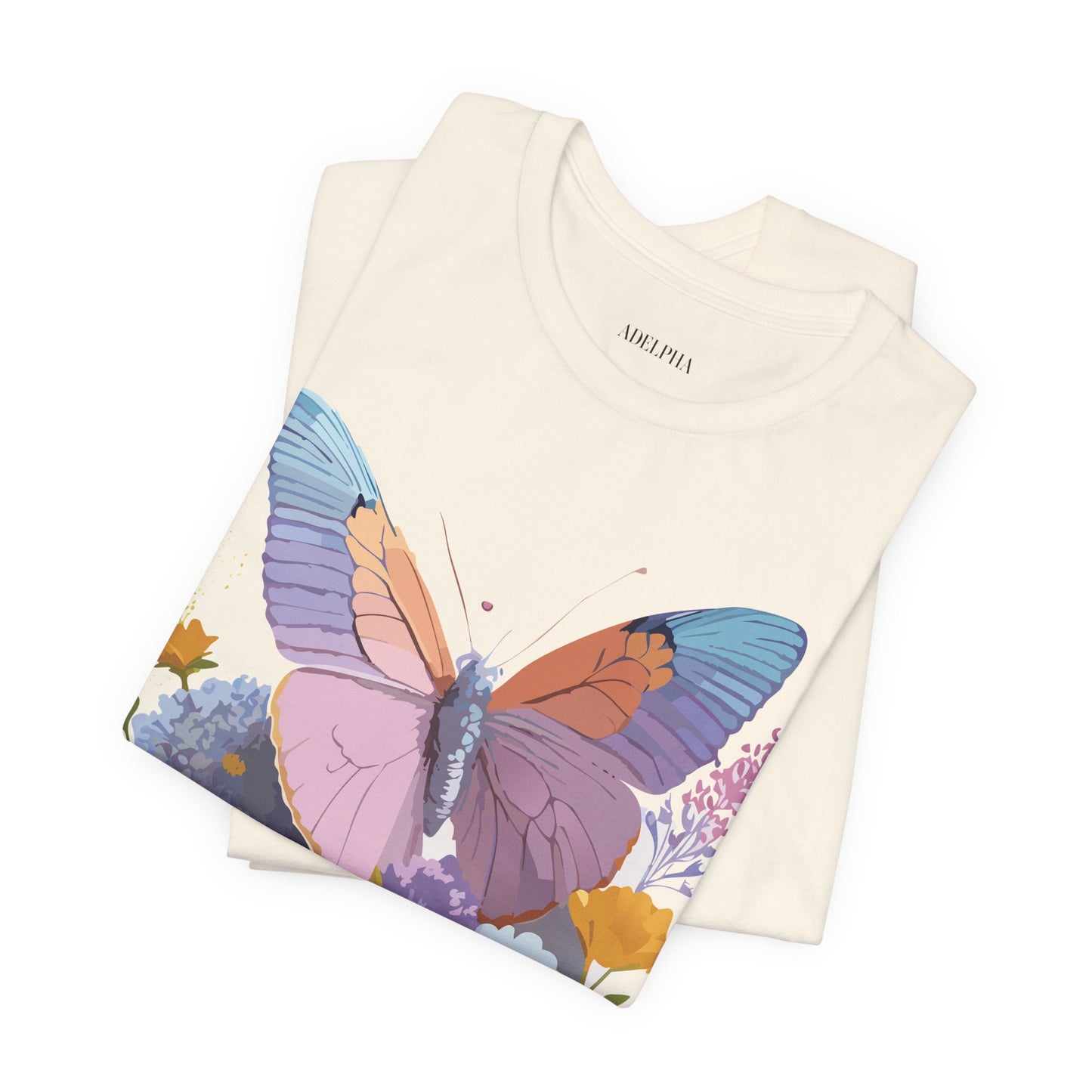 Natural Cotton Tee Shirt with Butterfly