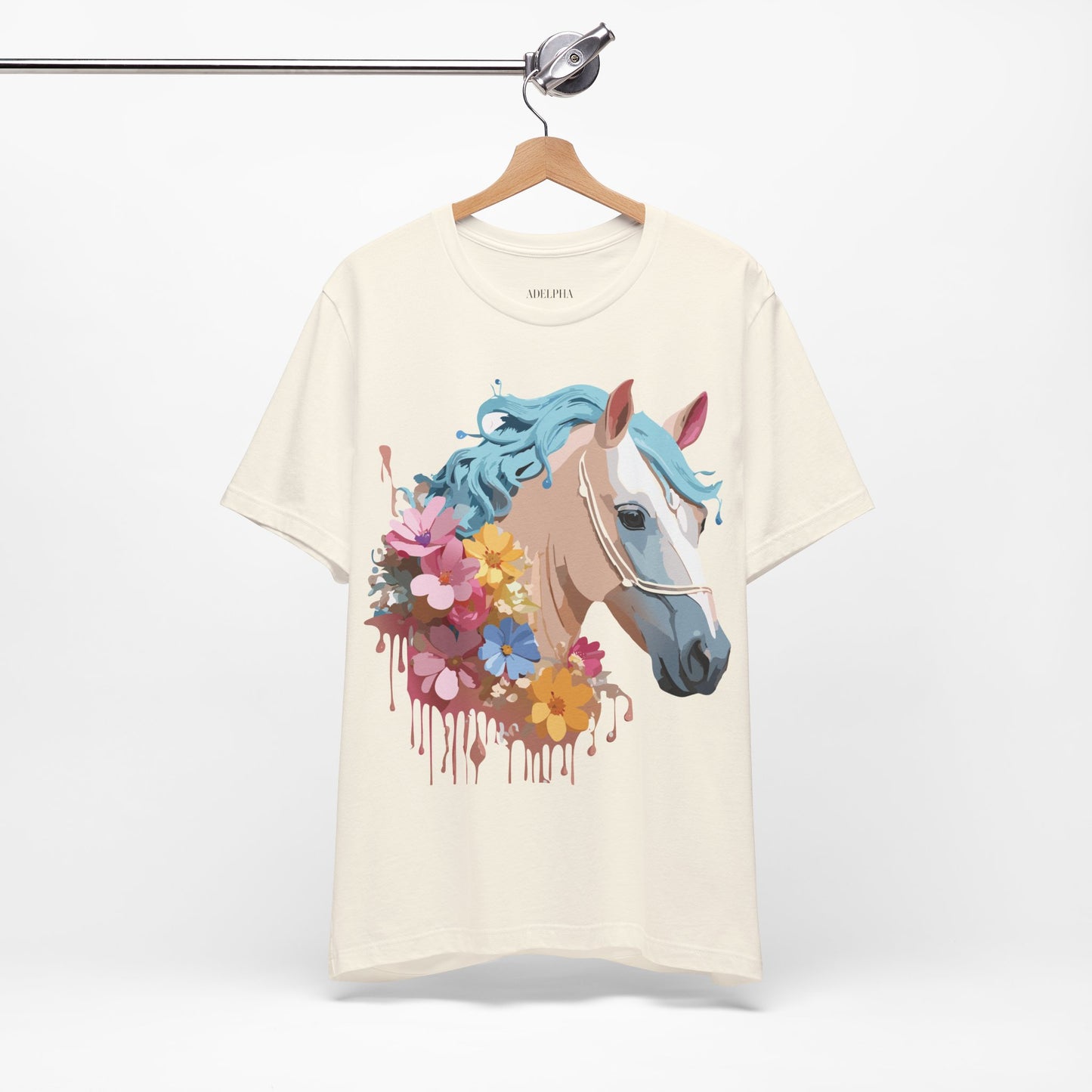 Natural Cotton Tee Shirt with Horse