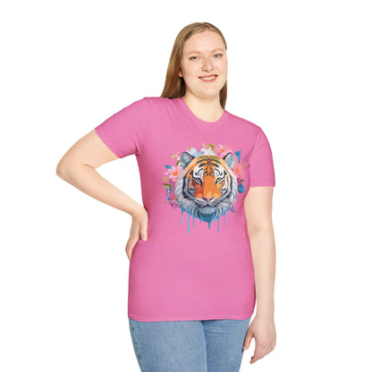 Tiger Print Shirt Unisex Short Sleeve Tee Gildan Softstyle 64000
