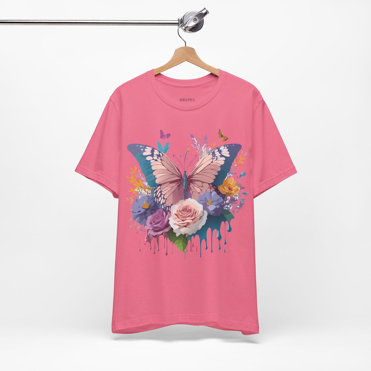 Natural Cotton Tee Shirt with Butterfly