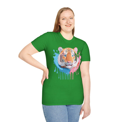 Tiger Shirt Unisex Animal Print Tee Gildan Softstyle 64000 Cotton