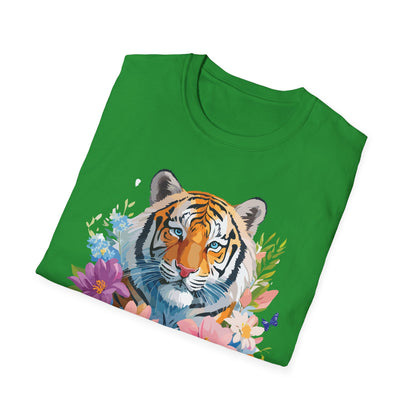 Tiger Print Unisex Softstyle T Shirt 100 Percent Ring Spun Cotton Tee