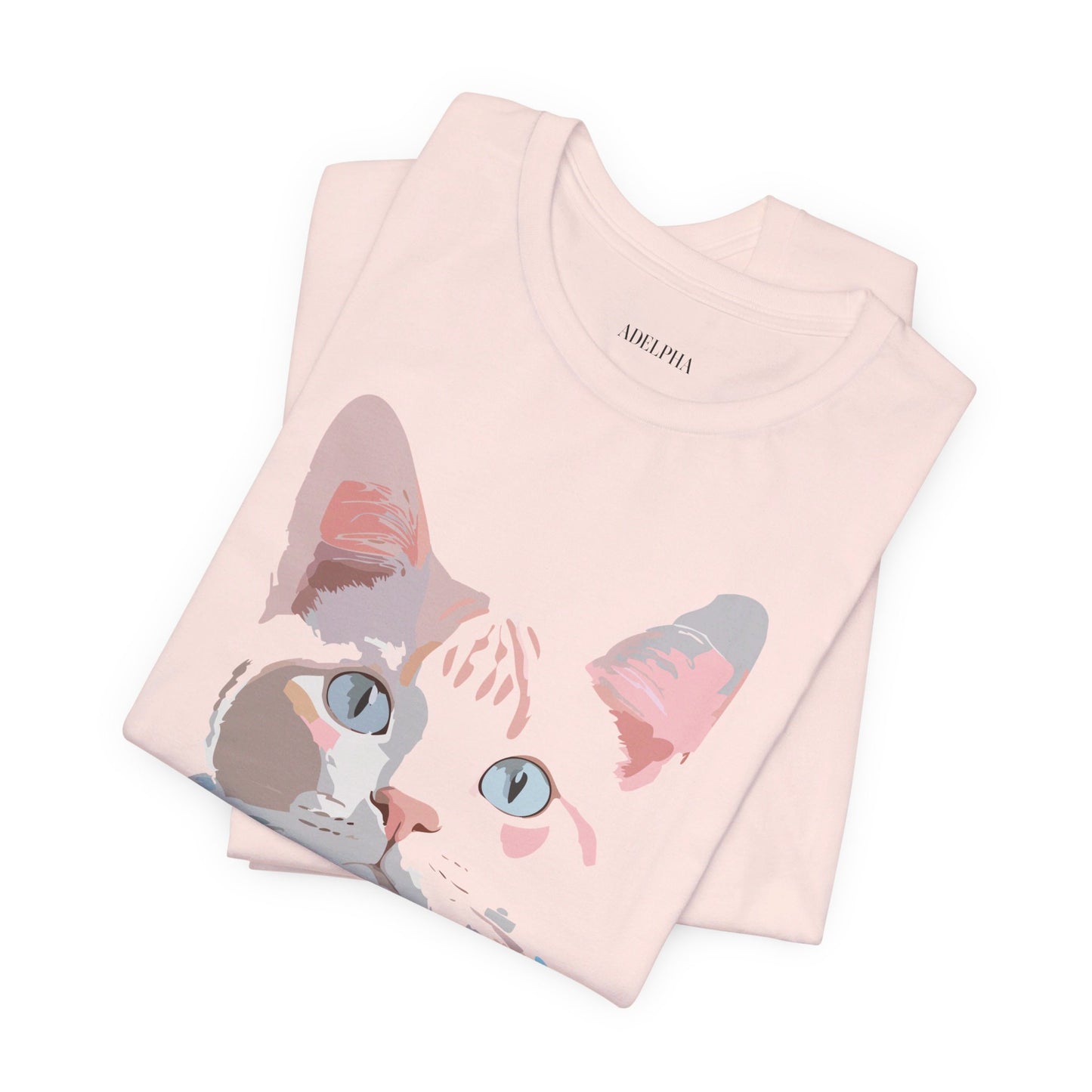 Natural Cotton Tee Shirt with Cat