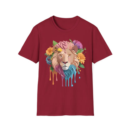 Floral Lion Shirt Unisex Tee Animal Print Gildan Softstyle 64000
