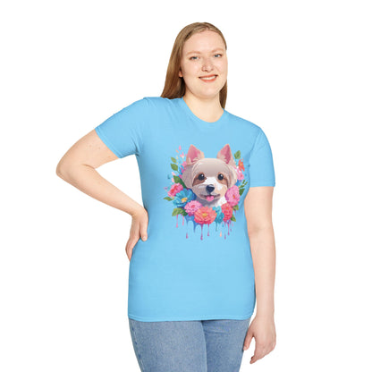 Unisex Gildan Softstyle Animal Print Dog Shirt Tee 100 Percent Cotton