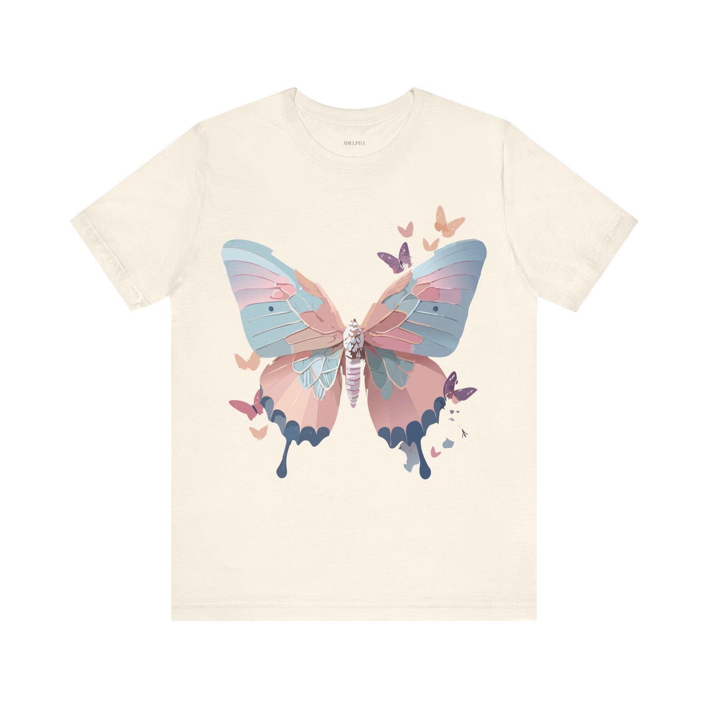 Natural Cotton Tee Shirt with Butterfly