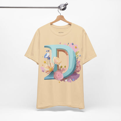 Natural Cotton Tee Shirt - Letters Collection - D Printify