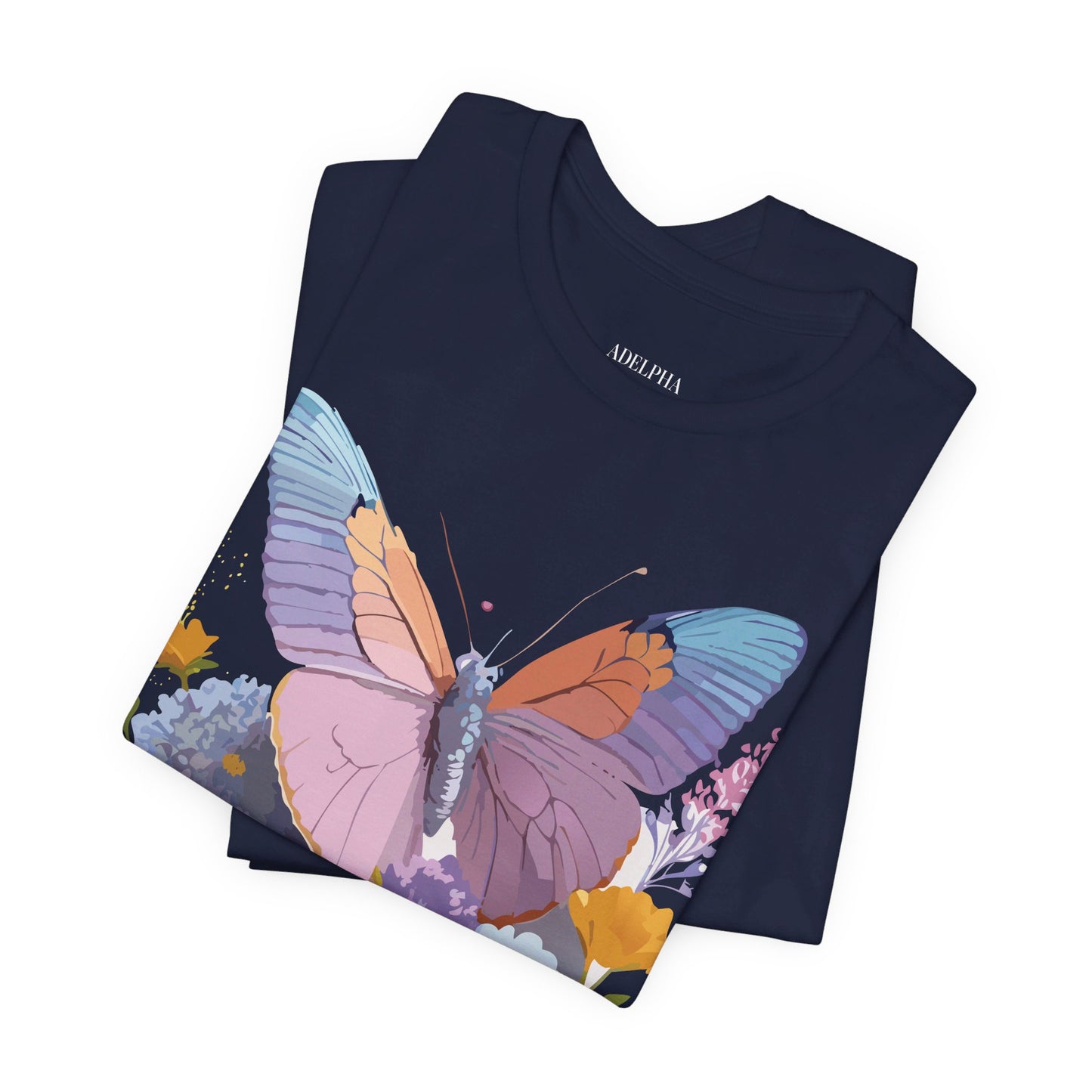 Natural Cotton Tee Shirt with Butterfly