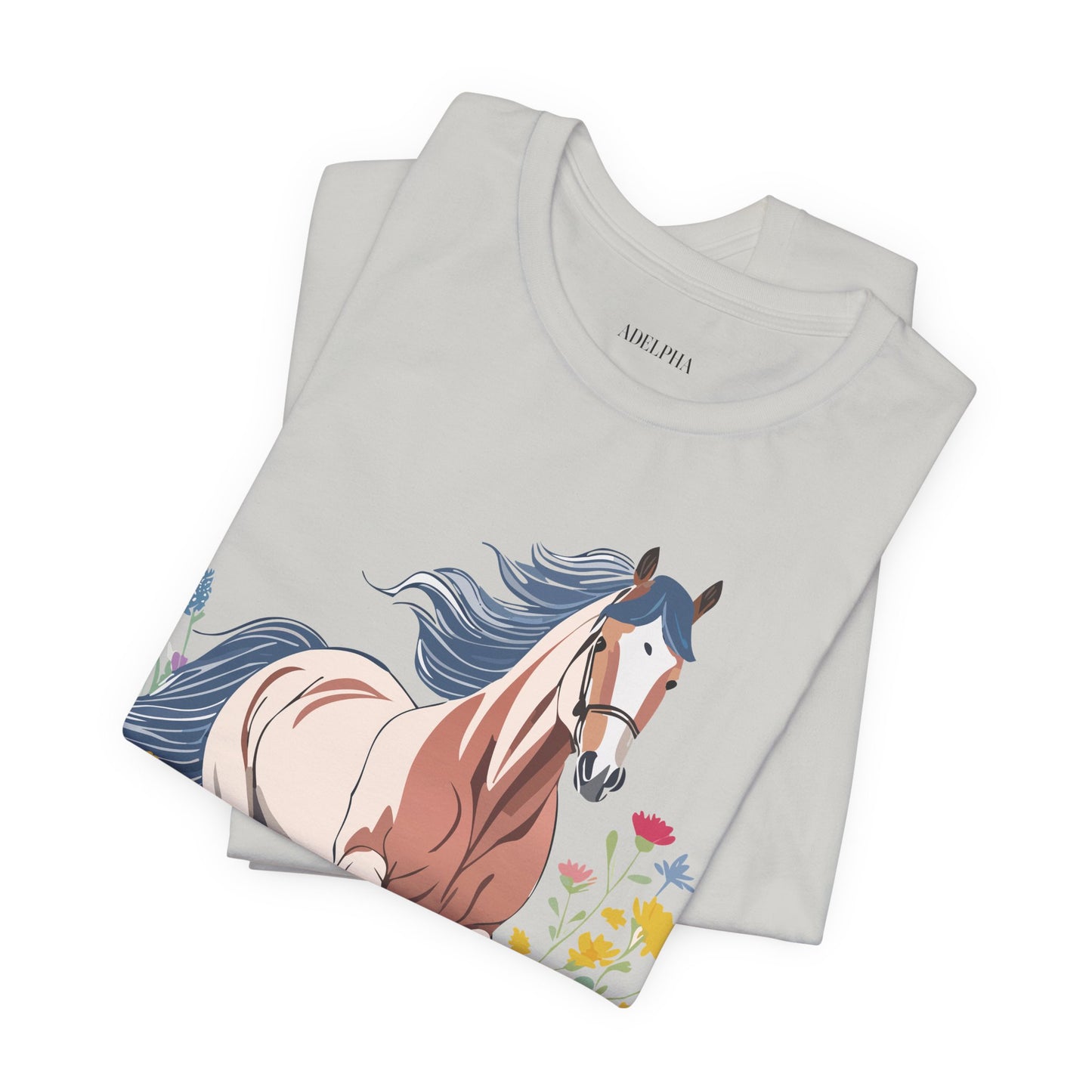 Natural Cotton Tee Shirt with Horse