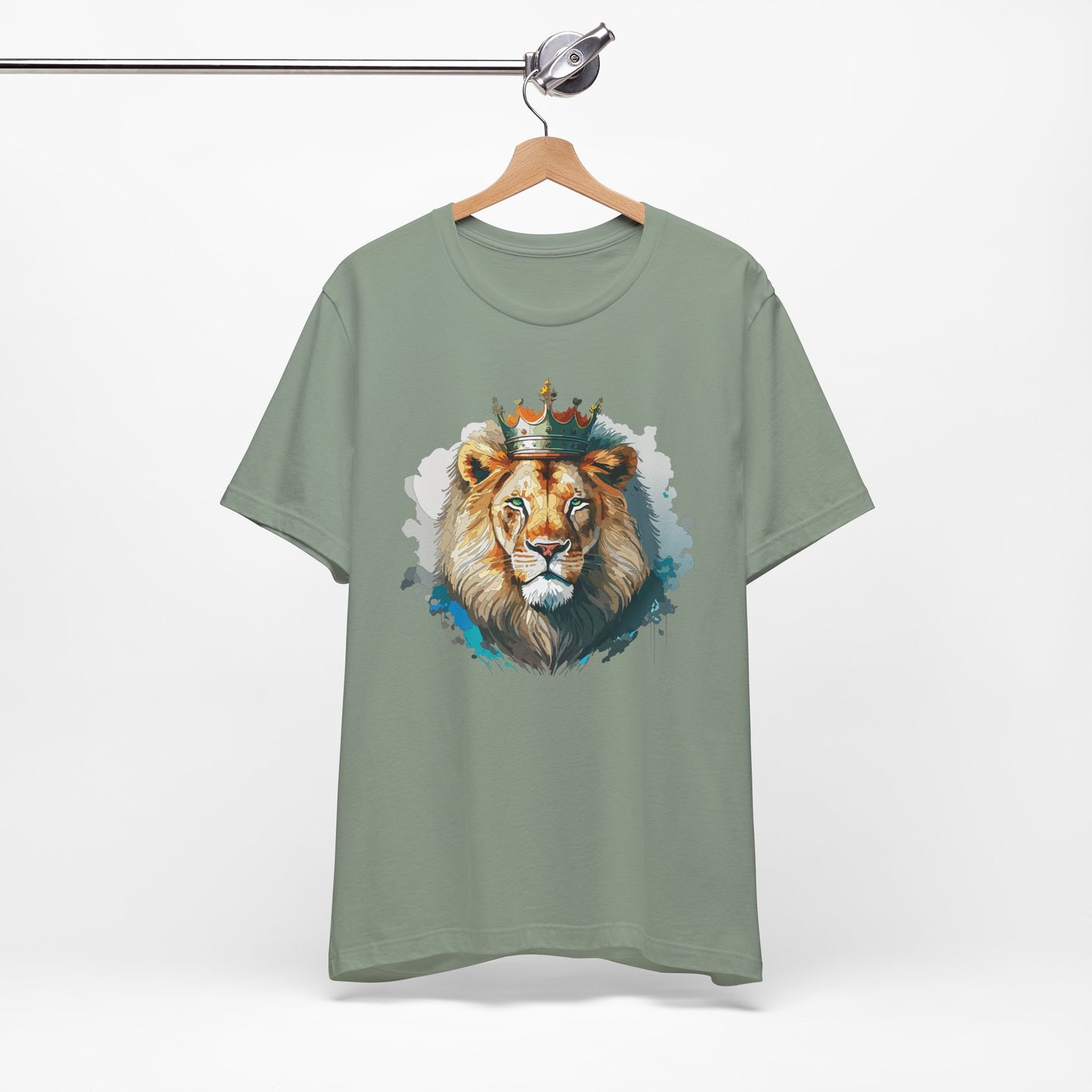 Lion with Crown Tee Unisex Cotton Watercolor King Lion Graphic T-Shirt 2