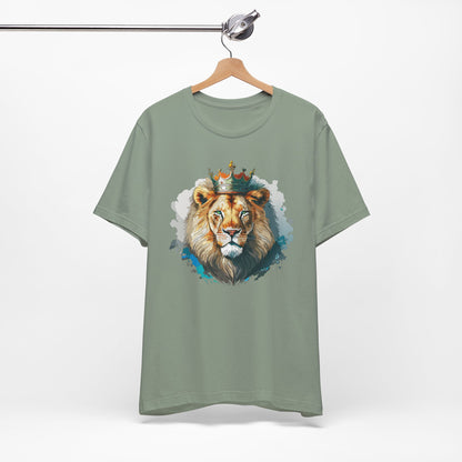 Lion with Crown Tee Unisex Cotton Watercolor King Lion Graphic T-Shirt 2