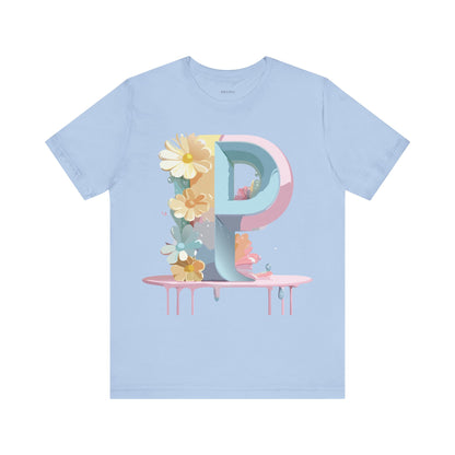 Natural Cotton Tee Shirt - Letters Collection - P Printify