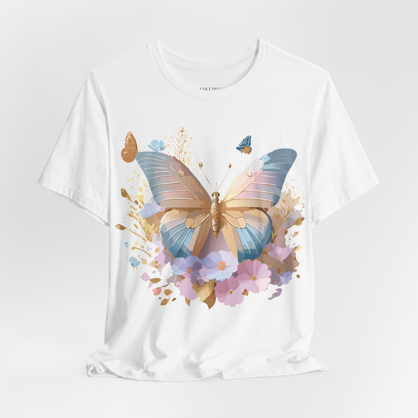 Natural Cotton Tee Shirt with Butterfly