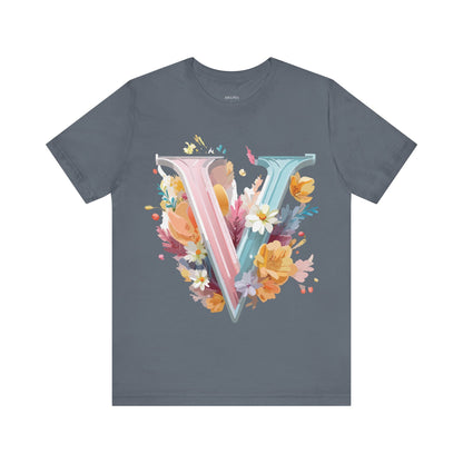 Natural Cotton Tee Shirt - Letters Collection - V Printify