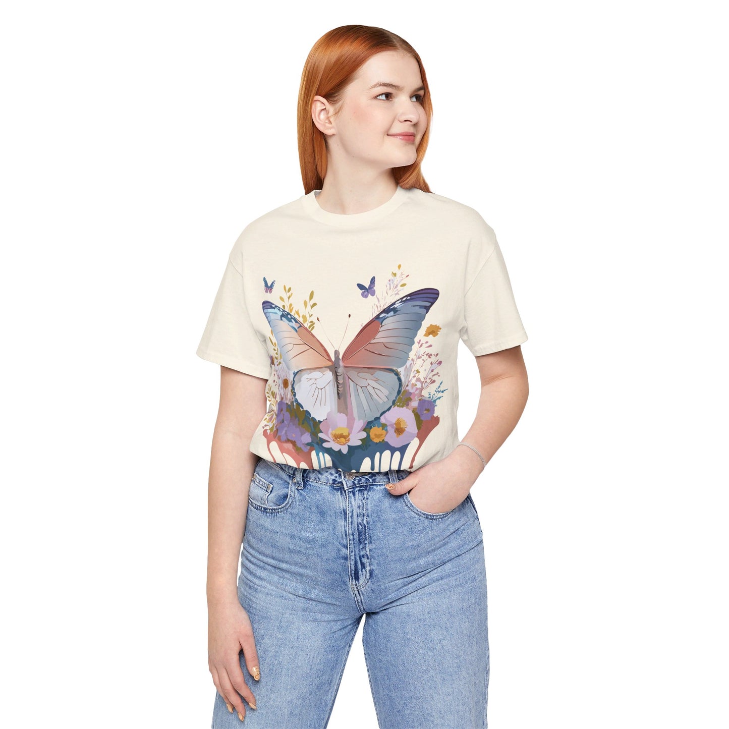 T-shirt en coton naturel avec papillon