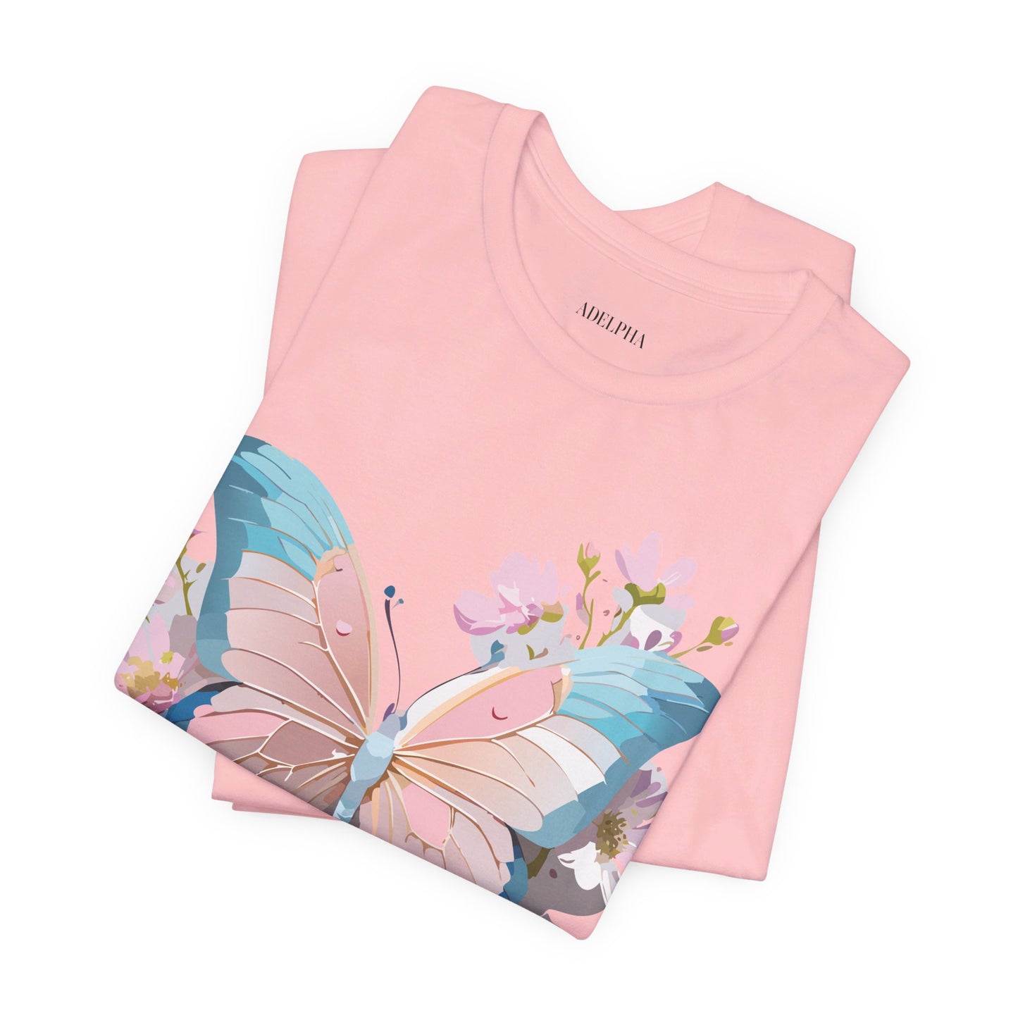 Natural Cotton Tee Shirt with Butterfly