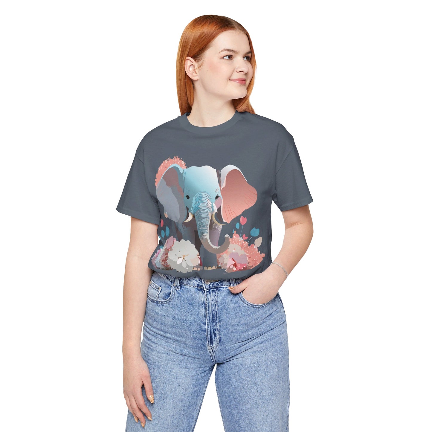 T-shirt en coton naturel avec motif éléphant