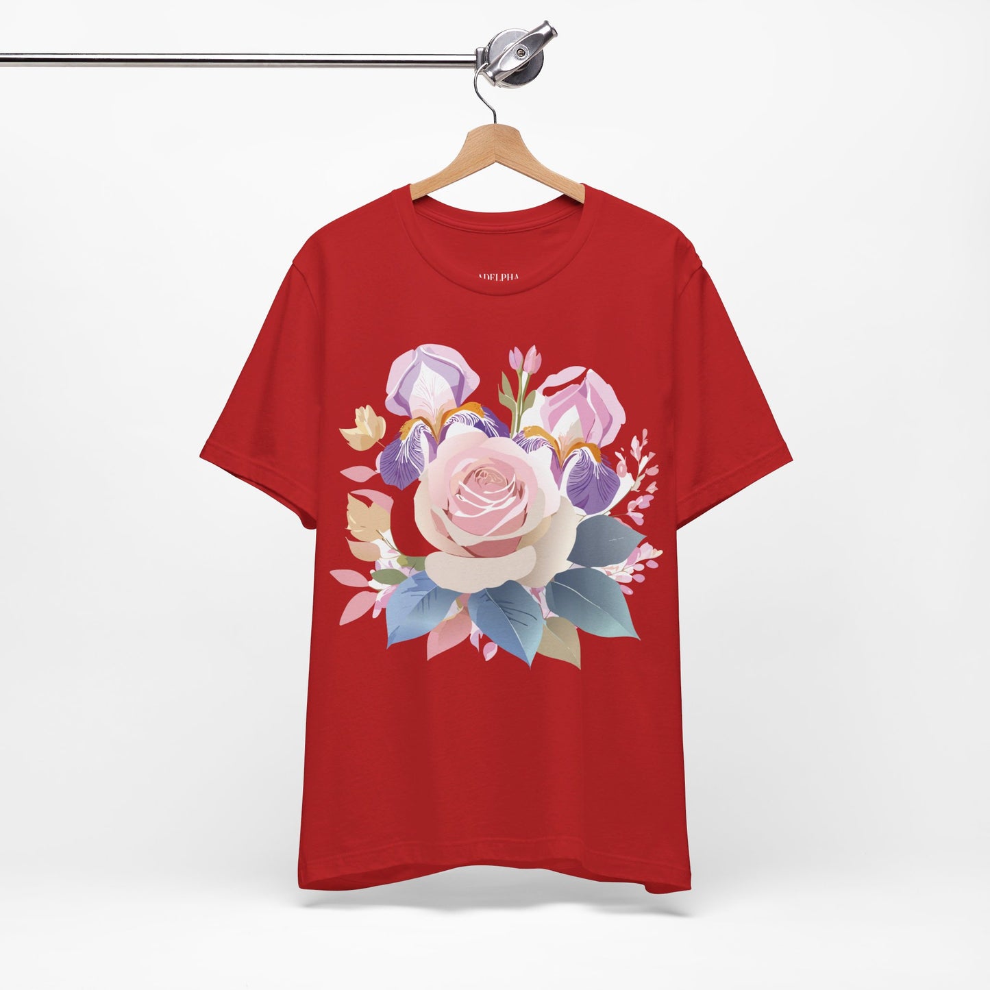 Natural Cotton Tee Shirt with Flowers