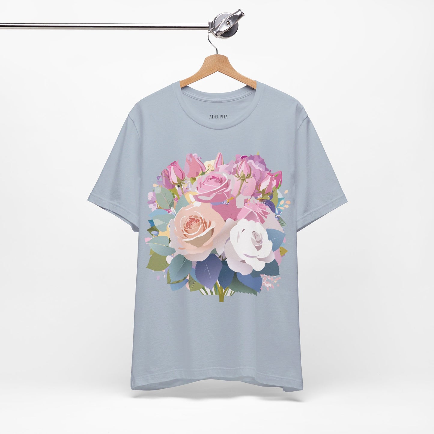 Natural Cotton Tee Shirt with Flowers